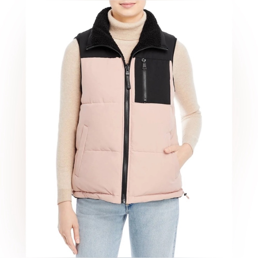 Sanctuary Sherpa Quilted Reversible Colorblock Vest